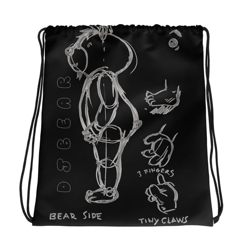 DJ Bear Drawing Drawstring bag