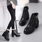 Hand Made Urban Lace Up Studded High Heel Rubber Platform Ankle Boots