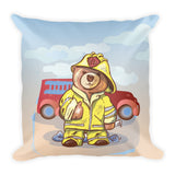 Madison Bear - Firefighter Square Pillow