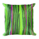 Pastel Stripe in Greens Square Pillow