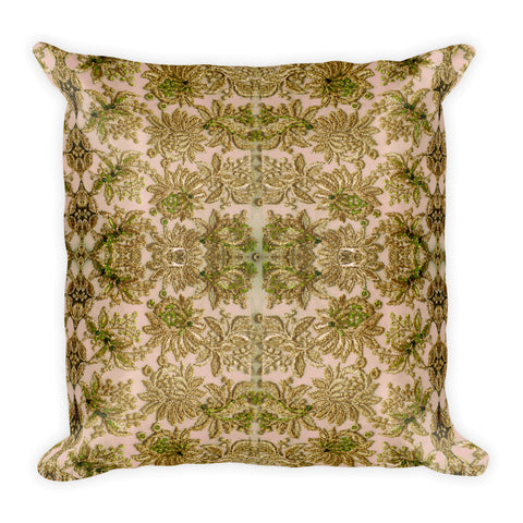French Lace in Leaf Green Square Pillow