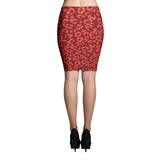 Leopard Spandex Bodycon Stretch Pencil Skirt-Red