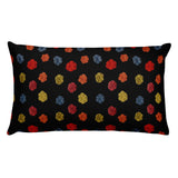 Flower Dots on Black Rectangular Pillow