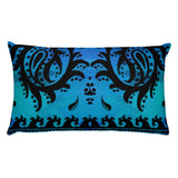 Paisley Border Cool Blue & Black Rectangular Pillow