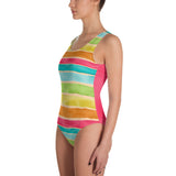 Watercolor Rainbow Stripe - One-Piece Swimsuit