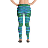 Feather Wind Stretch Bodycon Spandex Leggings in Turquoise