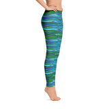 Feather Wind Stretch Bodycon Spandex Leggings in Turquoise