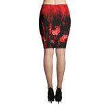 Carnation Salsa Spandex Bodycon Pencil Skirt-Red