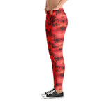 Flower Mod Spandex Bodycon Stretch Leggings-Red