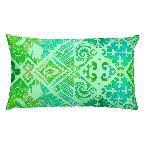 Hawaiian Vintage Floral Spray in Sea Green Rectangular Pillow