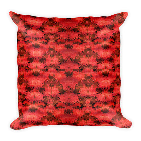 Flower Autumn Square Pillow - Red