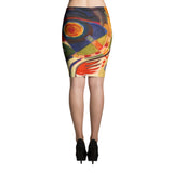 Abstract Modern Stretch Bodycon Spandex Pencil Skirt-Yellow