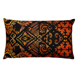 Hawaiian Vintage Block Print in Brown Orange Rectangular Pillow