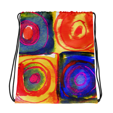 Circle in a Square Warm Tones Drawstring bag