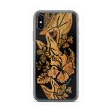 Surfboard Retro Hawaiian Print in Black Cell Phone Case - Fits iPhone X and Other Sizes 5-X