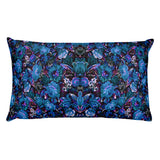 Boho Vintage Blue Floral Rectangular Pillow