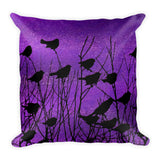 Shadow Birds in Purple - Square Pillow