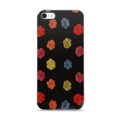 Flower Dots on Black Cell Phone Case - Fits iPhone X and Other Sizes 5-X