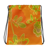 Hawaiian Vintage Floral Orange Drawstring bag