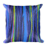 Pastel Stripe in Blues Square Pillow