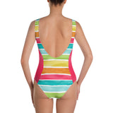 Watercolor Rainbow Stripe - One-Piece Swimsuit