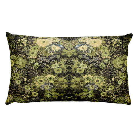 Boho Vintage Floral Leaf Greens Beautiful Rectangular Pillow