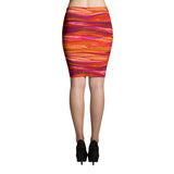 Feather Breeze Spandex Bodycon Pencil Skirt-Red