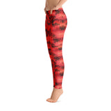 Flower Mod Spandex Bodycon Stretch Leggings-Red