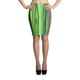 Pastel Stripe Green Stretch Bodycon Pencil Skirt