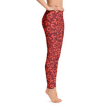 Women's Leopard Spandex Bodycon Leggings-Red