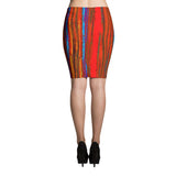 Pastel Stripe Red Stretch BodyconPencil Skirt