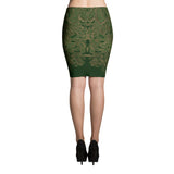 Lace All Over Spandex Bodycon Stretch Pencil Skirt-Green