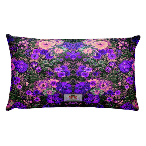 Boho Flower Field Purple Rectangular Pillow
