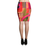 Modern Painting Spandex Bodycon Stretch Pencil Skirt