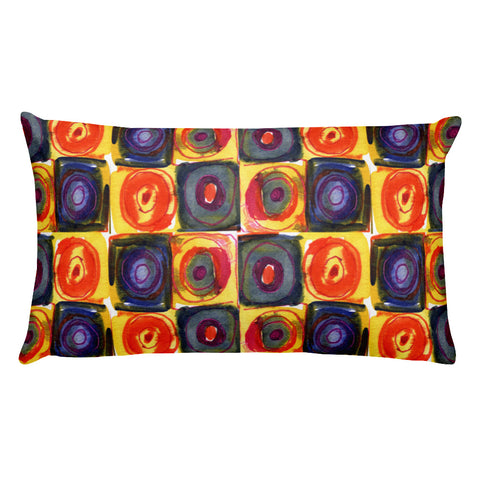 Circle in a Square Large Warm Colors Rectangular Pillow