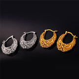 Vintage Boho Hollow Out Lace Hoop Earrings & Pendant Necklace Set