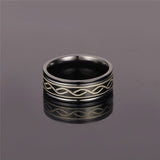 Celtic Twist Etched Black Stainless Steel Band Ring For Men