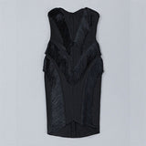 Evening Party Elegant Black or White Tassel, Strapless Bodycon Winter Dress for Women