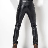 Men's Leather Pant Biker Pants Motorcycle Punk Rock Pants Tight Gothic Leather Pants For Men  TJ05