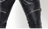 Men's Leather Pant Biker Pants Motorcycle Punk Rock Pants Tight Gothic Leather Pants For Men  TJ05