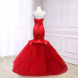 Glorious Red Satin Mermaid Evening Dress, Sweetheart and Sleeveless Formal Evening Gown
