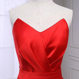 Glorious Red Satin Mermaid Evening Dress, Sweetheart and Sleeveless Formal Evening Gown