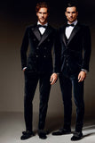Double Breasted Velvet Formal Slim Fit 3-Piece Tuxedo Custom Fit