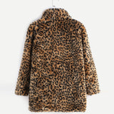 Leopard Faux Fur Oversized Winter Party Coat For Women