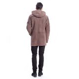 Mens Detachable Hooded Winter Coat in Brown