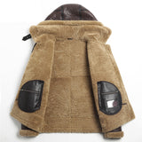 Hooded Brown Shearling Jacket Mens Aviator b3 Sheepskin Jacket