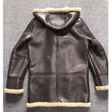 Men's Genuine Shearling Wool Hooded Leather Jacket, Luxurious and Warmth