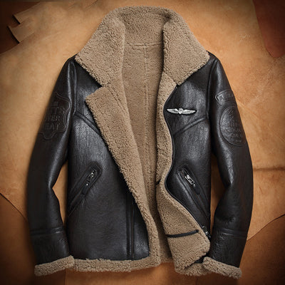 Dark Brown New Style Sheepskin Shearling Motorcycle Jacket